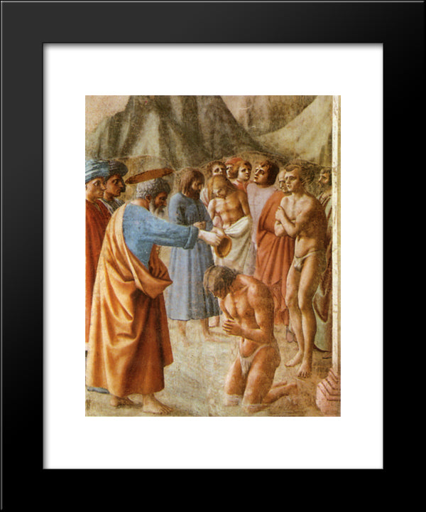 Baptism Of The Neophytes 20x24 Black Modern Wood Framed Art Print Poster by Masaccio