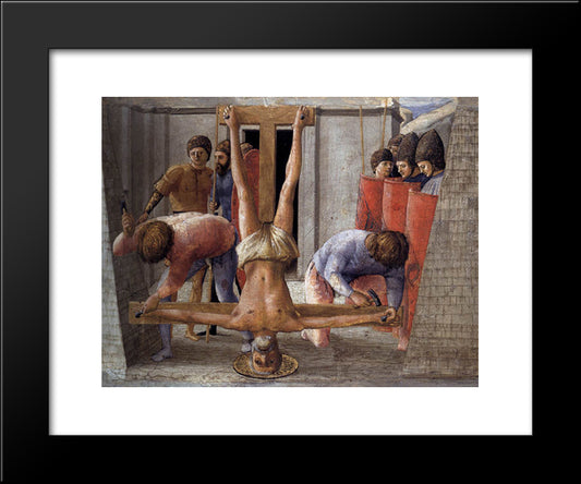 Crucifixion Of St. Peter 20x24 Black Modern Wood Framed Art Print Poster by Masaccio