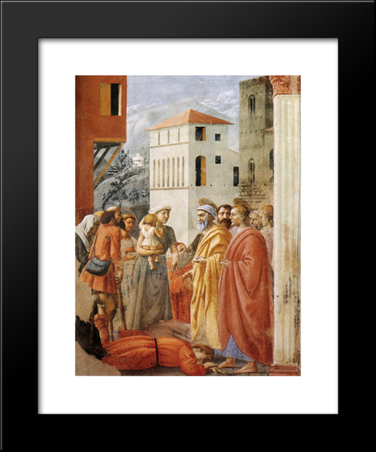 Distribution Of Alms And Death Of Ananias 20x24 Black Modern Wood Framed Art Print Poster by Masaccio