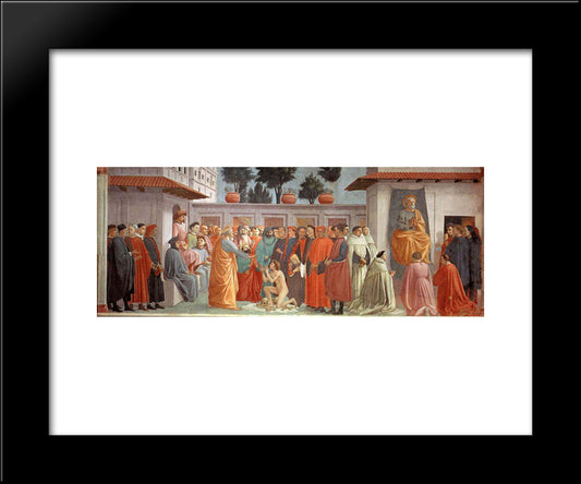 Raising Of The Son Of Teophilus And St.Peter Enthroned 20x24 Black Modern Wood Framed Art Print Poster by Masaccio