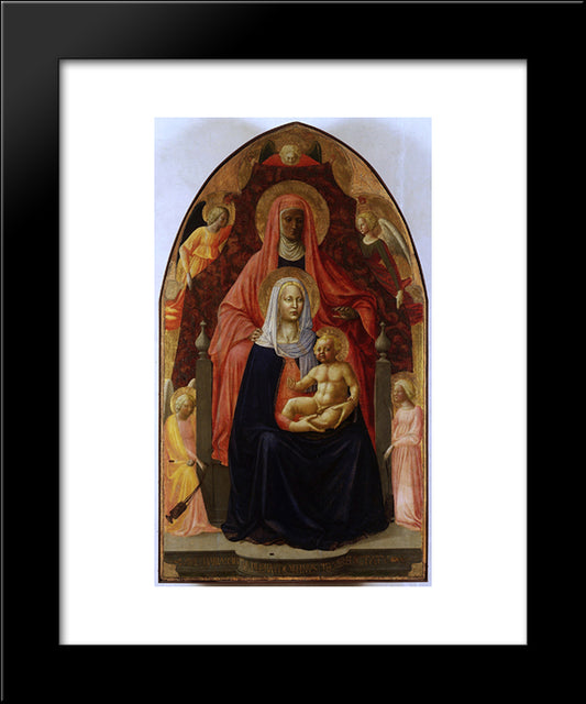 The Madonna And Child With St.Anna. 20x24 Black Modern Wood Framed Art Print Poster by Masaccio