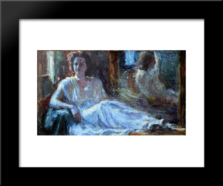 Lady In Blue 20x24 Black Modern Wood Framed Art Print Poster by Sternen, Matej