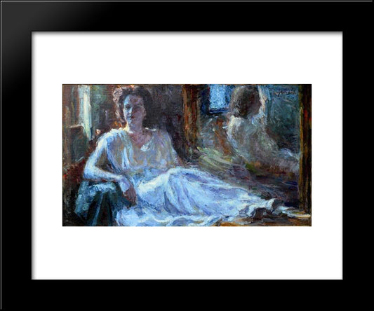 Lady In Blue 20x24 Black Modern Wood Framed Art Print Poster by Sternen, Matej