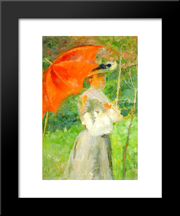 The Red Parasol 20x24 Black Modern Wood Framed Art Print Poster by Sternen, Matej