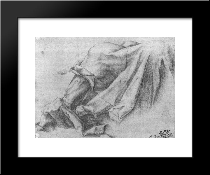 Drapery Study 20x24 Black Modern Wood Framed Art Print Poster by Grunewald, Matthias