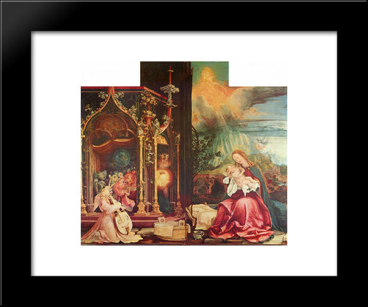 Nativity And Concert Of Angels From The Isenheim Altarpiece (Central Panel) 20x24 Black Modern Wood Framed Art Print Poster by Grunewald, Matthias