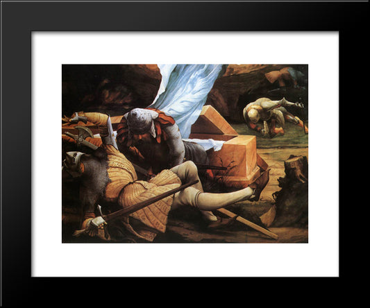 Soldiers Guarding Christ'S Tomb At The Resurrection (Detail From The Isenheim Altarpiece) 20x24 Black Modern Wood Framed Art Print Poster by Grunewald, Matthias