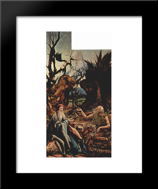 St. Anthony Visiting St. Paul The Hermit In The Desert (Left Wing Of The Isenheim Altar) 20x24 Black Modern Wood Framed Art Print Poster by Grunewald, Matthias