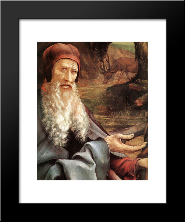 St. Anthony Visiting St .Paul The Hermit In The Desert (Detail) 20x24 Black Modern Wood Framed Art Print Poster by Grunewald, Matthias