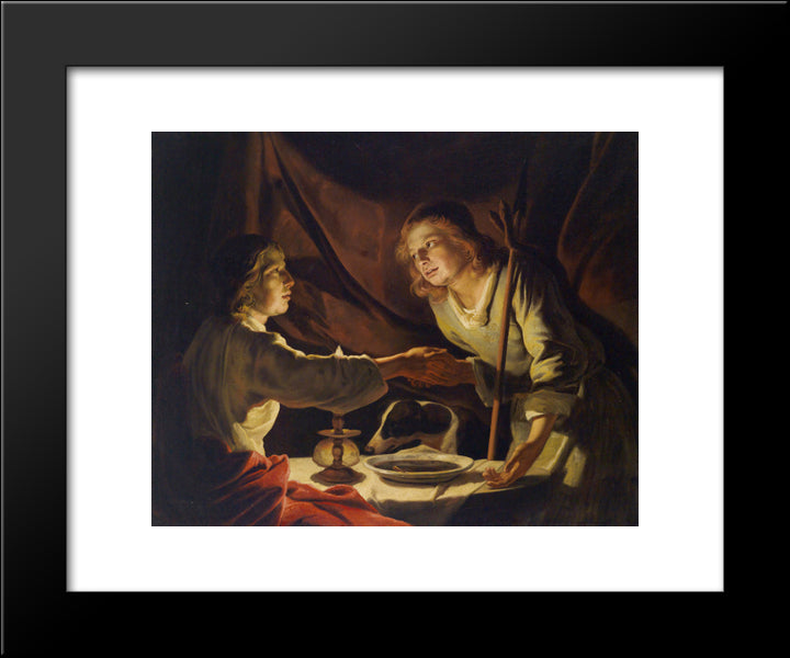 Esau Sold Jacob His Birthright And The Mess Of Pottage 20x24 Black Modern Wood Framed Art Print Poster by Stom, Matthias