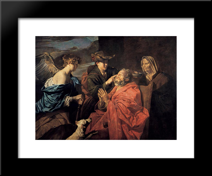 Healing Of Tobit 20x24 Black Modern Wood Framed Art Print Poster by Stom, Matthias