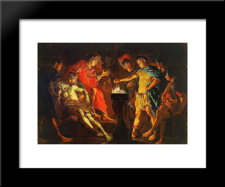 Mucius Scaevola 20x24 Black Modern Wood Framed Art Print Poster by Stom, Matthias