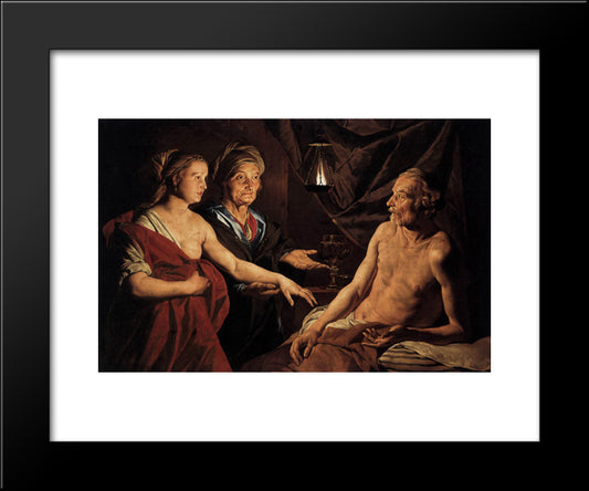 Sarah Leading Hagar To Abraham 20x24 Black Modern Wood Framed Art Print Poster by Stom, Matthias