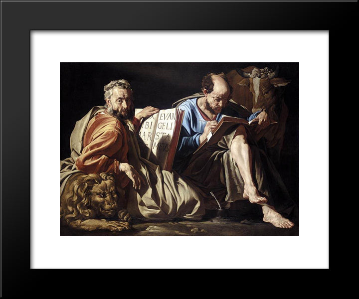 The Evangelists St. Mark And St. Luke 20x24 Black Modern Wood Framed Art Print Poster by Stom, Matthias