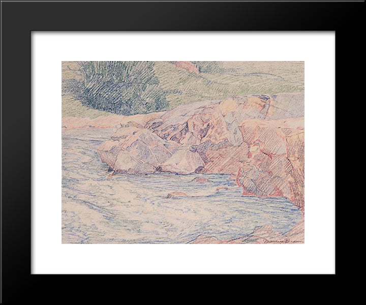 Rocks In A Stream 20x24 Black Modern Wood Framed Art Print Poster by Braun, Maurice