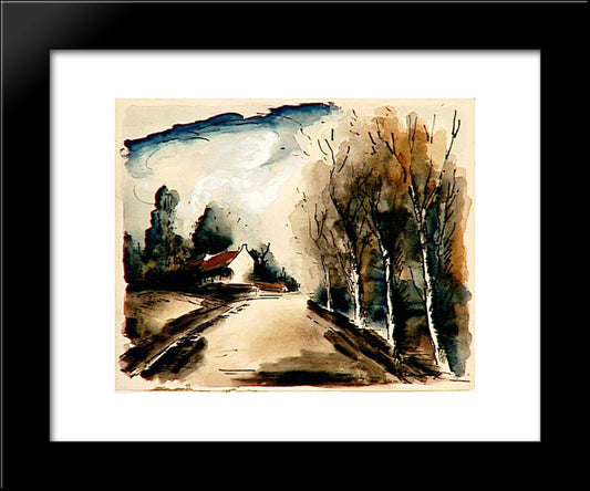 A Road 20x24 Black Modern Wood Framed Art Print Poster by Vlaminck, Maurice