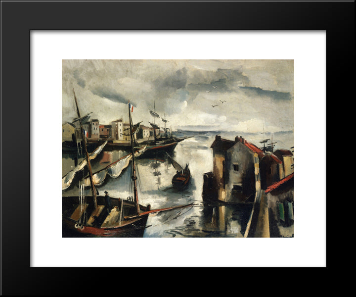 Fishing Port 20x24 Black Modern Wood Framed Art Print Poster by Vlaminck, Maurice