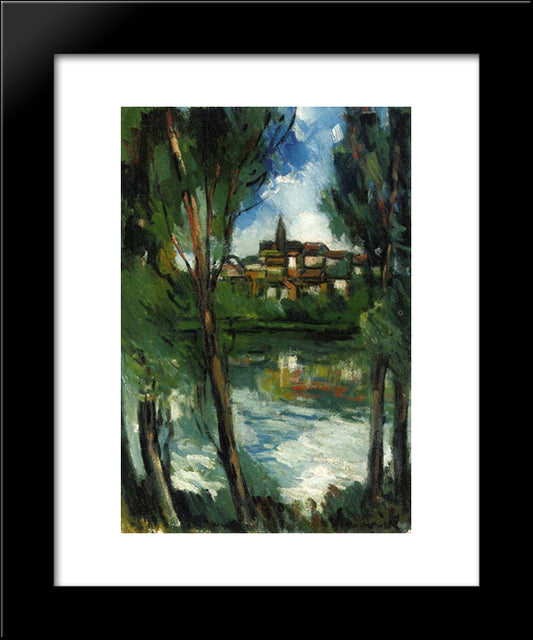 Landscape From Beyond The River 20x24 Black Modern Wood Framed Art Print Poster by Vlaminck, Maurice