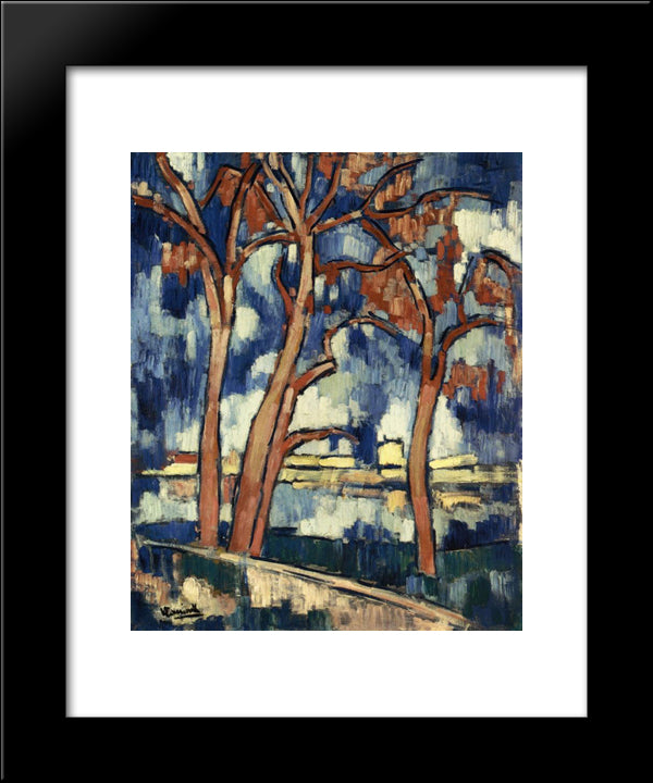 Landscape With Red Trees Chatou 20x24 Black Modern Wood Framed Art Print Poster by Vlaminck, Maurice