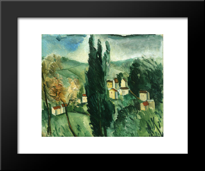 Landscape With Three Cypresses 20x24 Black Modern Wood Framed Art Print Poster by Vlaminck, Maurice