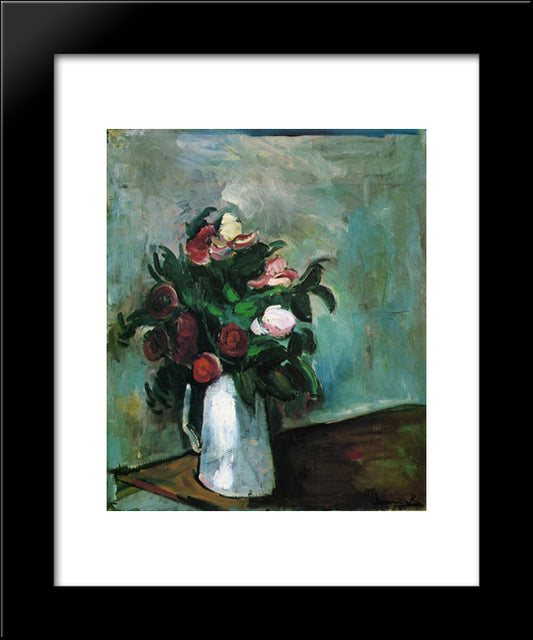 Peonies In A Vase 20x24 Black Modern Wood Framed Art Print Poster by Vlaminck, Maurice
