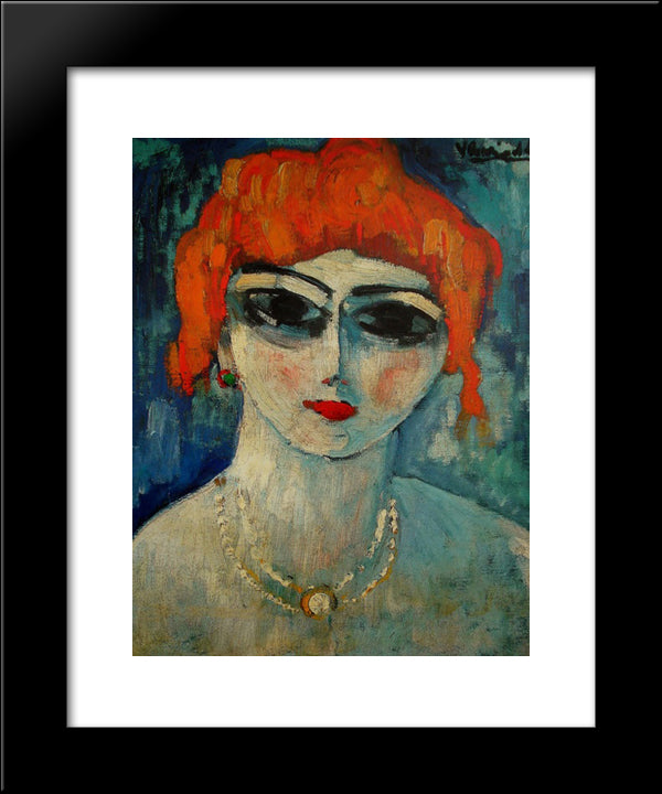 Portrait Of A Woman 20x24 Black Modern Wood Framed Art Print Poster by Vlaminck, Maurice