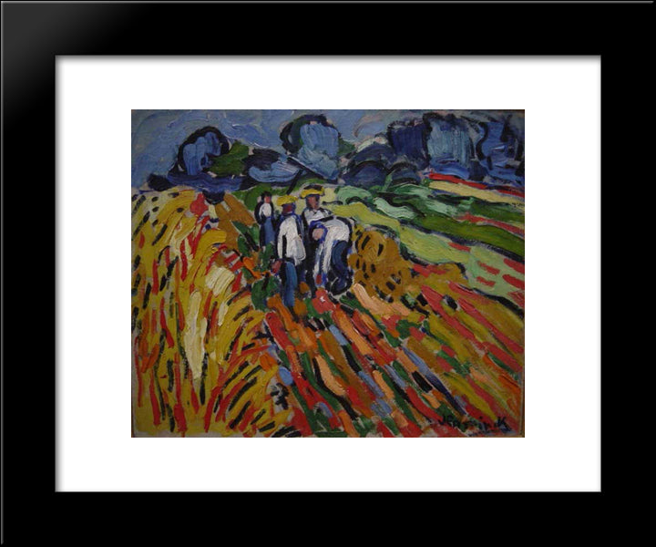 Potatoe Pickers 20x24 Black Modern Wood Framed Art Print Poster by Vlaminck, Maurice