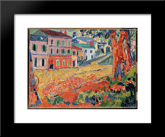 Restaurant De La Machine At Bougival 20x24 Black Modern Wood Framed Art Print Poster by Vlaminck, Maurice