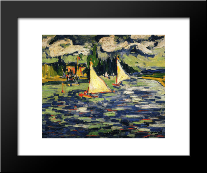 Sailboats At Chatou 20x24 Black Modern Wood Framed Art Print Poster by Vlaminck, Maurice