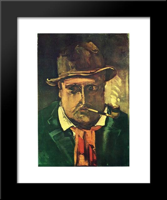 Self Portrait With Pipe 20x24 Black Modern Wood Framed Art Print Poster by Vlaminck, Maurice