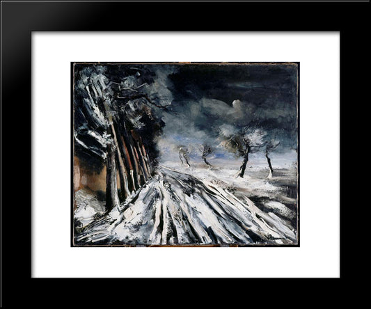 Snowstorm 20x24 Black Modern Wood Framed Art Print Poster by Vlaminck, Maurice