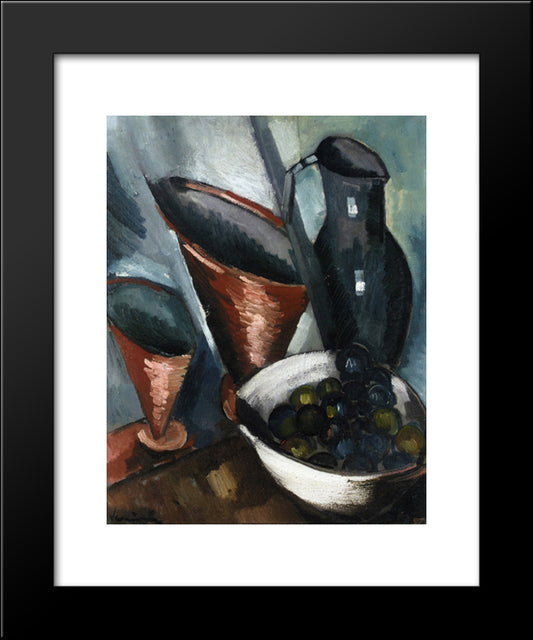 Still Life Copper Goblets 20x24 Black Modern Wood Framed Art Print Poster by Vlaminck, Maurice