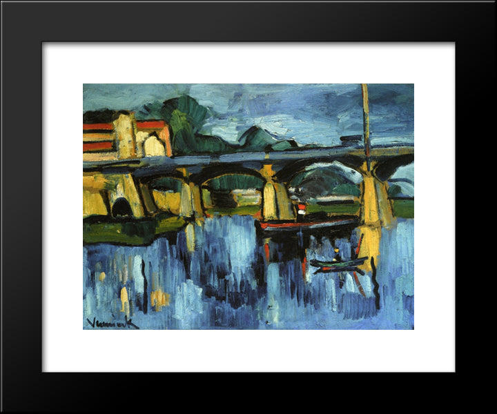 The Bridge At Chatou 20x24 Black Modern Wood Framed Art Print Poster by Vlaminck, Maurice
