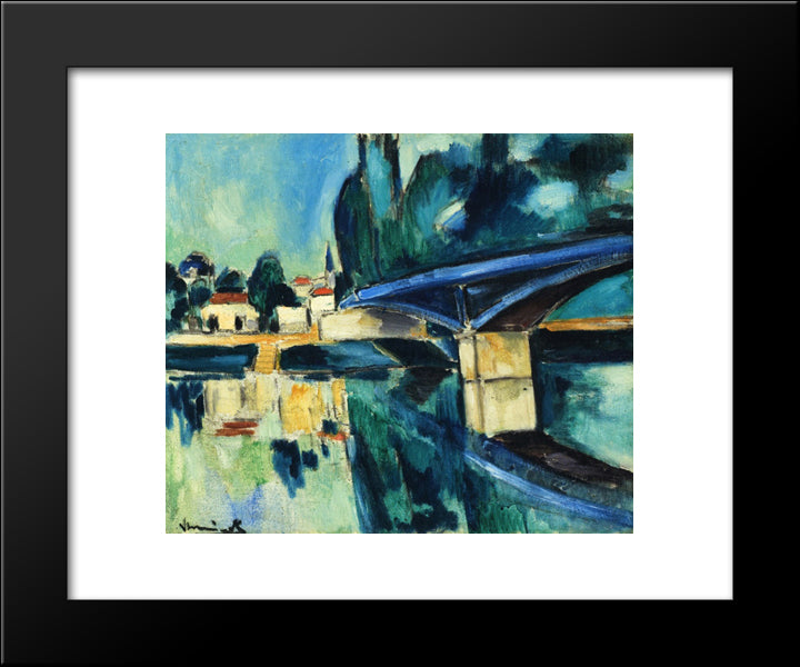 The Bridge At Nogent 20x24 Black Modern Wood Framed Art Print Poster by Vlaminck, Maurice