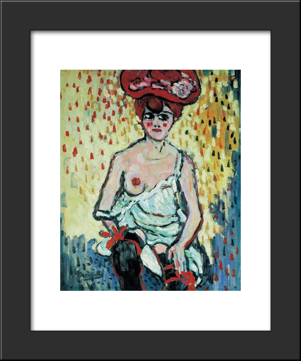 The Girl At Rat Mort 20x24 Black Modern Wood Framed Art Print Poster by Vlaminck, Maurice