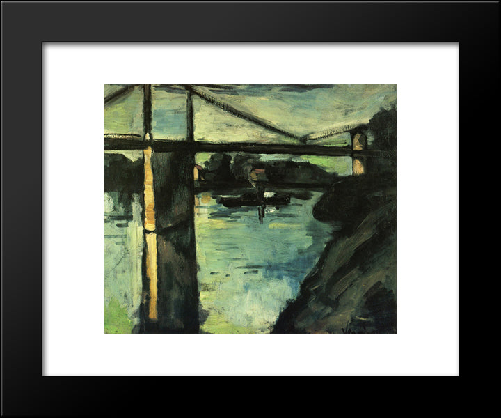 The Pont De Chatou 20x24 Black Modern Wood Framed Art Print Poster by Vlaminck, Maurice
