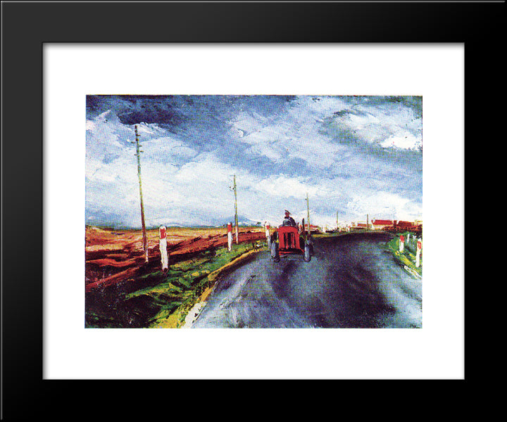 The Red Tractor 20x24 Black Modern Wood Framed Art Print Poster by Vlaminck, Maurice