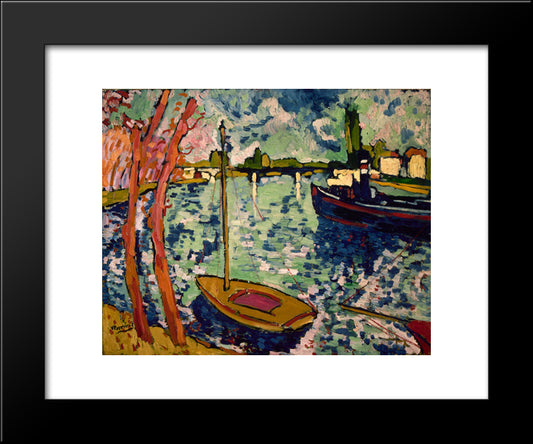 The River Seine At Chatou 20x24 Black Modern Wood Framed Art Print Poster by Vlaminck, Maurice