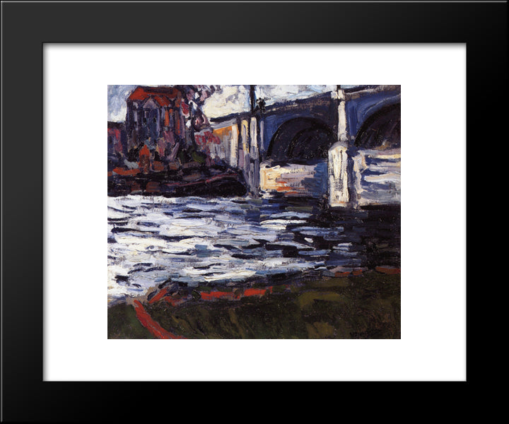 The Seine And The Chatou Bridge 20x24 Black Modern Wood Framed Art Print Poster by Vlaminck, Maurice