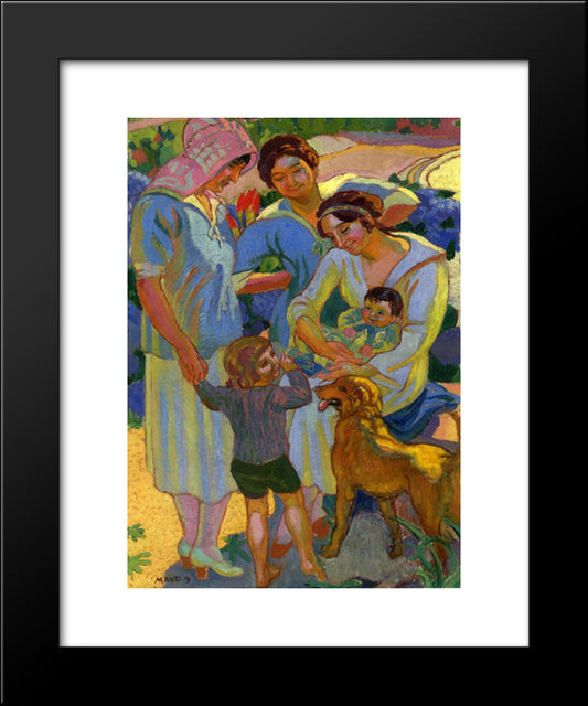 Around A Child With Dog 20x24 Black Modern Wood Framed Art Print Poster by Denis, Maurice