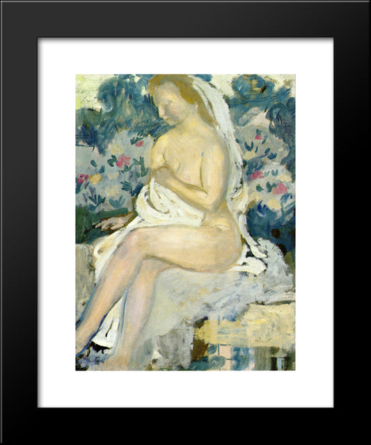 Bathsheeba, Blue Background 20x24 Black Modern Wood Framed Art Print Poster by Denis, Maurice