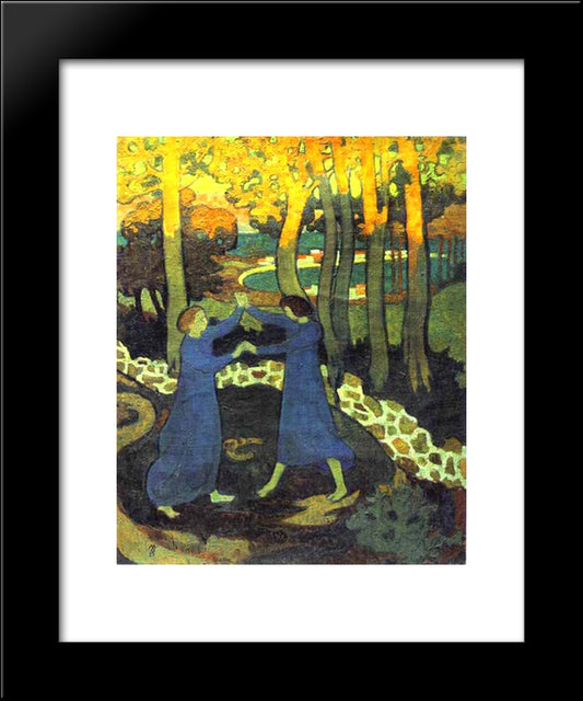 Jacob'S Battle With The Angel 20x24 Black Modern Wood Framed Art Print Poster by Denis, Maurice