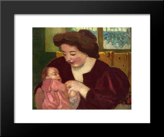 Maternite, Anne Marie Et Marthe A La Bague Ovale 20x24 Black Modern Wood Framed Art Print Poster by Denis, Maurice