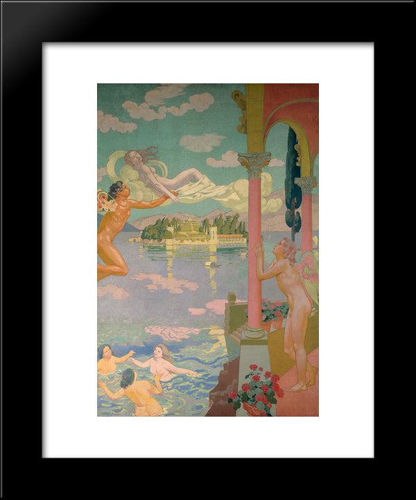 Panel 2. Zephyr Transporting Psyche To The Island Of Delight 20x24 Black Modern Wood Framed Art Print Poster by Denis, Maurice