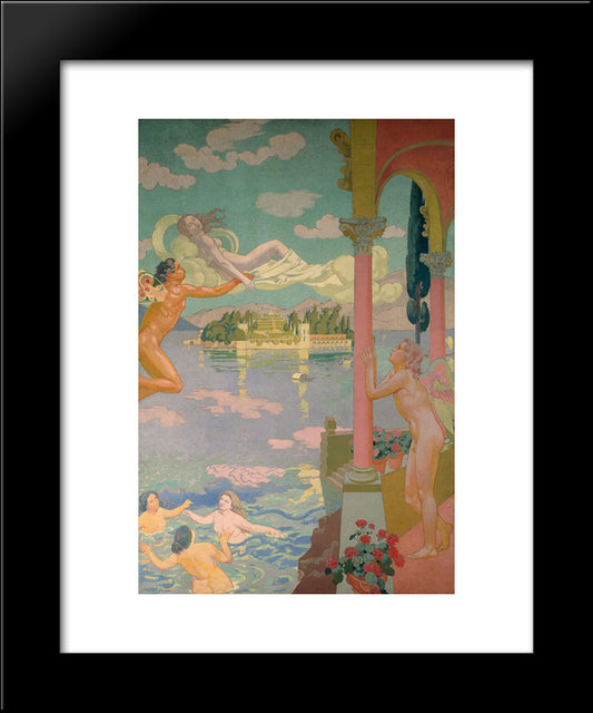 Panel 2. Zephyr Transporting Psyche To The Island Of Delight 20x24 Black Modern Wood Framed Art Print Poster by Denis, Maurice