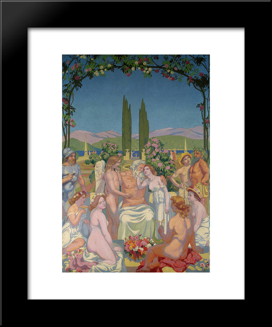 Panel 5. In The Presence Of The Gods Jupiter Bestows Immortality On Psyche And Celebrates Her Marriage To Eros 20x24 Black Modern Wood Framed Art Print Poster by Denis, Maurice