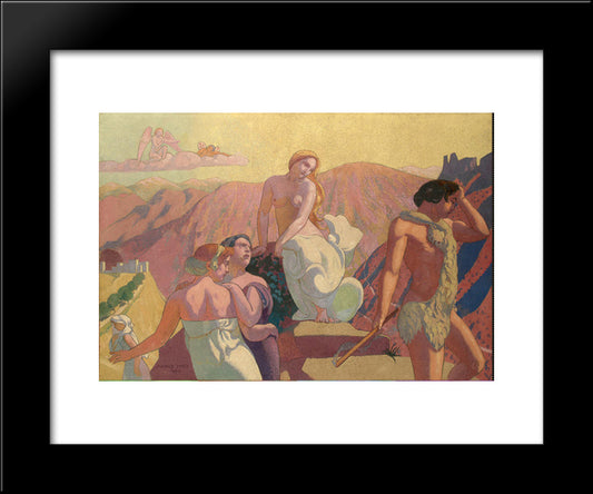 Panel 6. Psyche'S Kin Bid Her Farewell On A Mountain Top 20x24 Black Modern Wood Framed Art Print Poster by Denis, Maurice