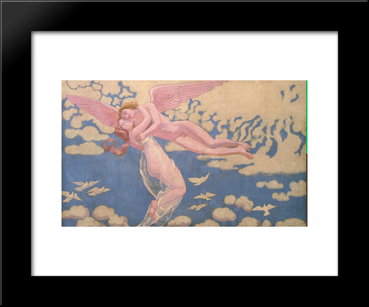 Panel 7. Cupid Carrying Psyche Up To Heaven 20x24 Black Modern Wood Framed Art Print Poster by Denis, Maurice