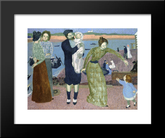 Parisians At The Seaside, Evening 20x24 Black Modern Wood Framed Art Print Poster by Denis, Maurice