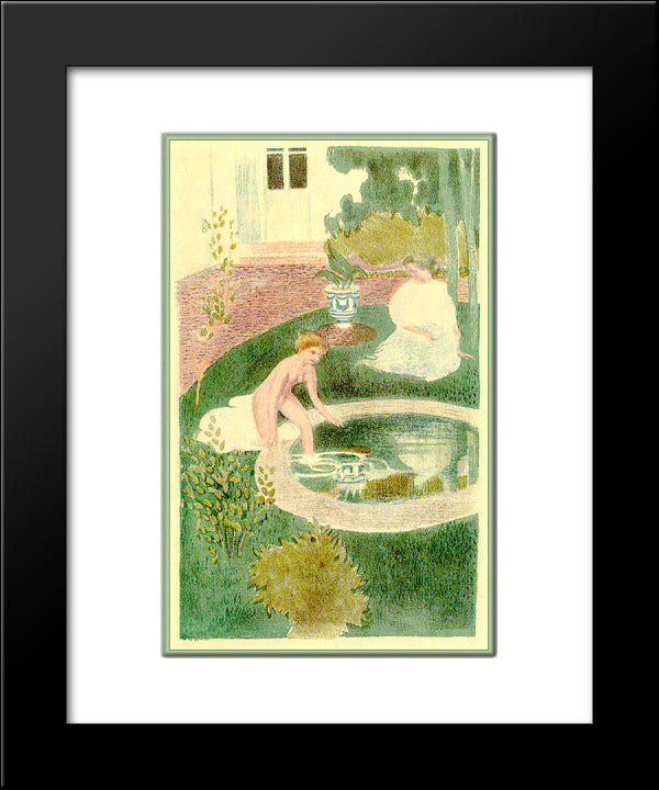 Reflection In A Fountain 20x24 Black Modern Wood Framed Art Print Poster by Denis, Maurice